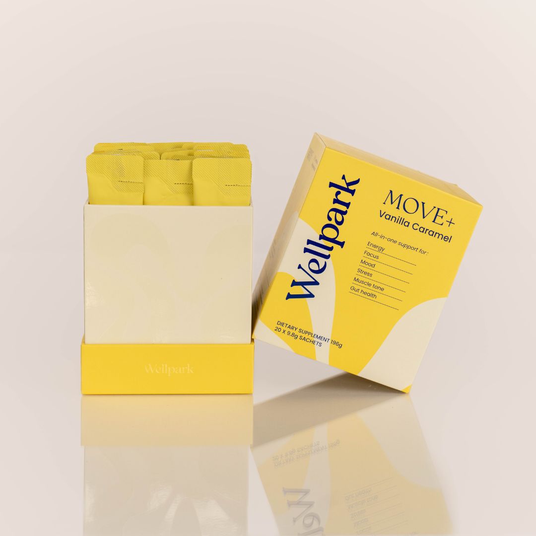 Wellpark MOVE+ Vanilla Caramel box with lid off